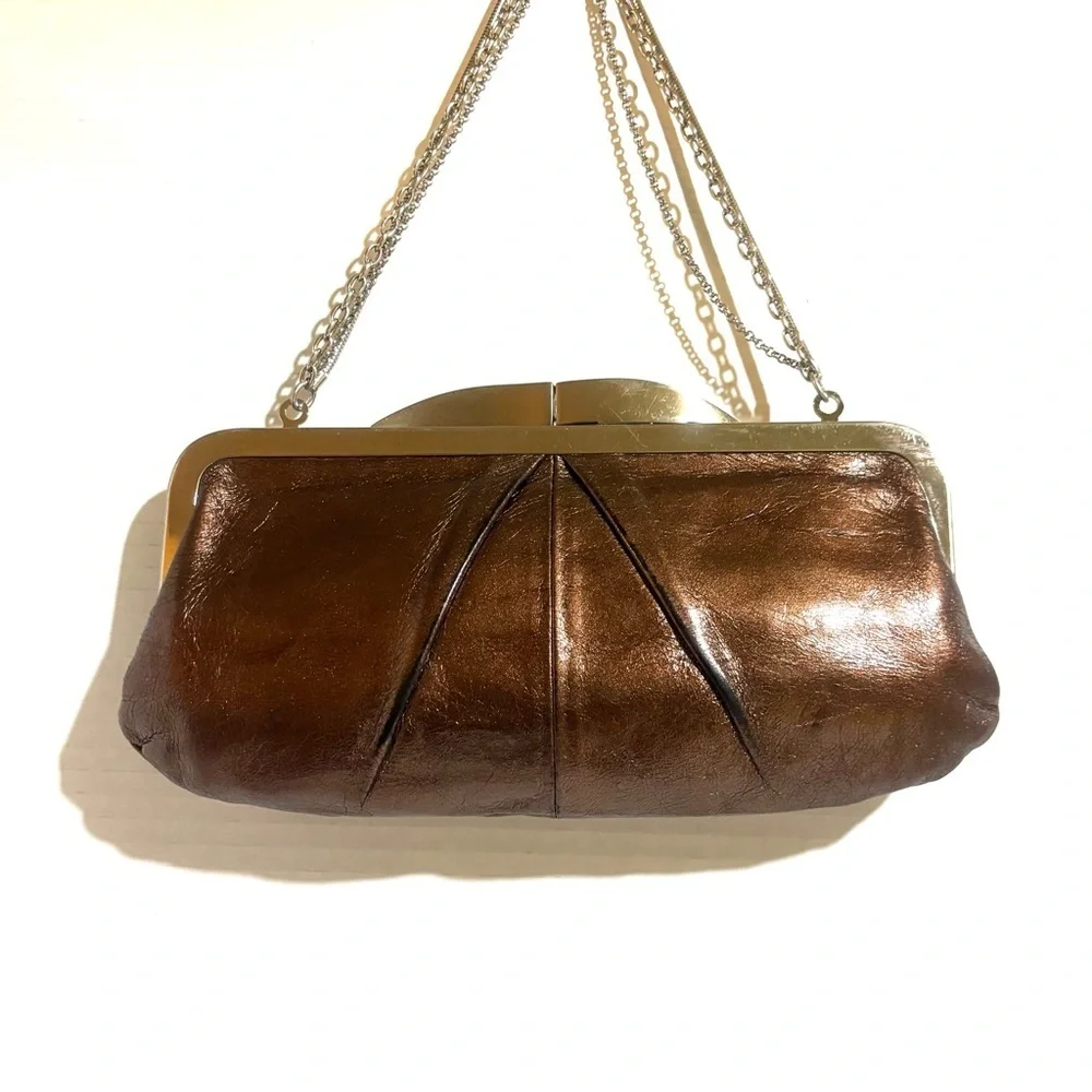 HOBO Metallic Brown Leather shoulder clutch Clutch